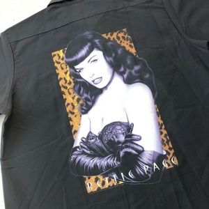 Bettie Page Vintage Button Down Shirt Sz L